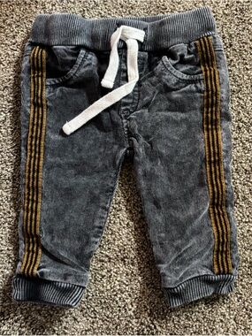 Noppies Grey Corduroy Joggers with Gold Side Stripes